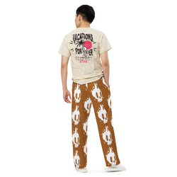 Flames unisex wide-leg pants Brown