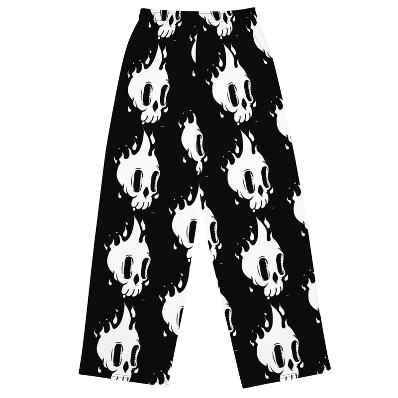 Flames unisex wide-leg pants Black